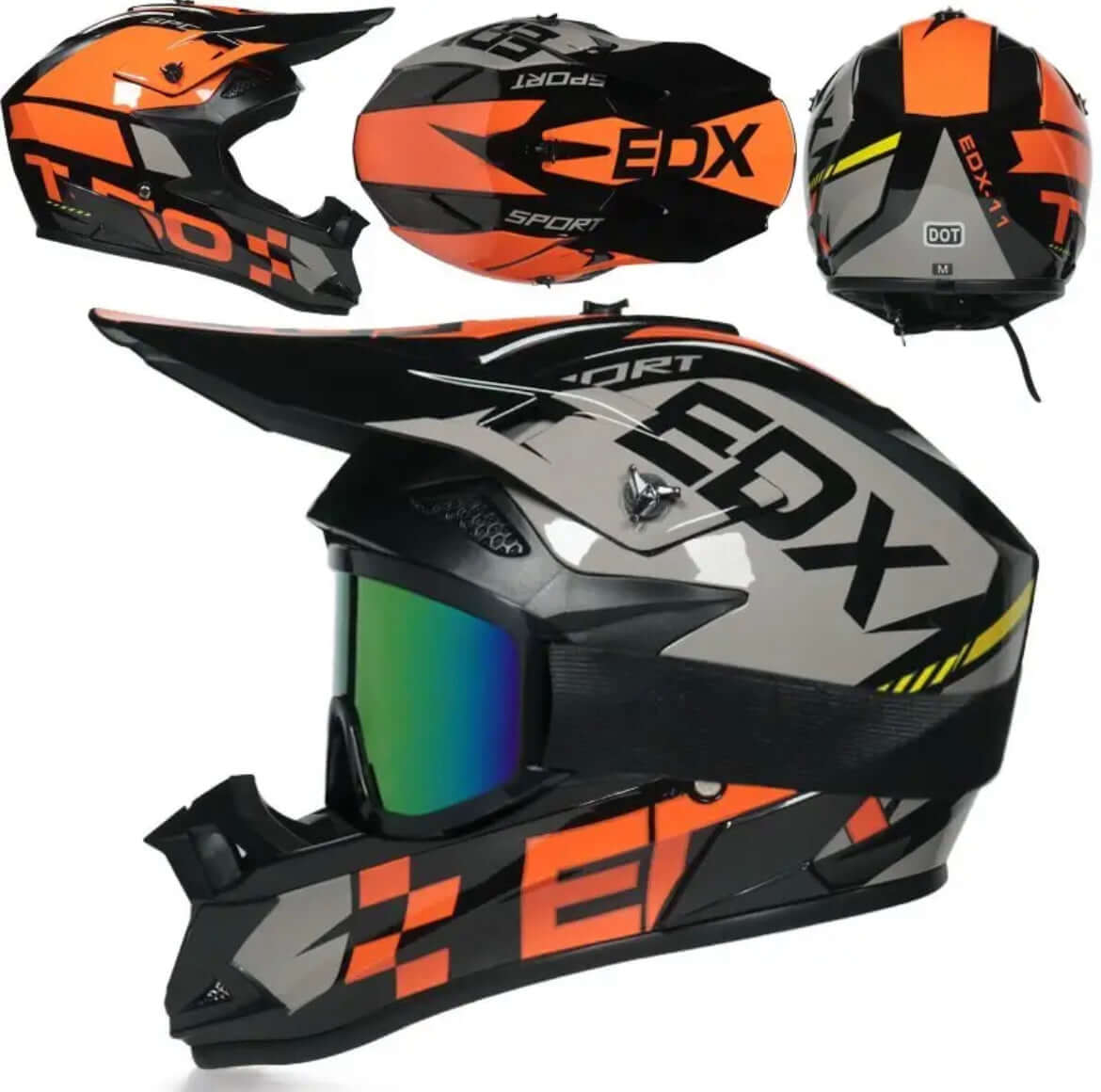 Enduro orange racing helmet